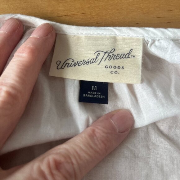 Universal Thread 100% Cotton White Peasant Blouse M - Picture 4 of 5